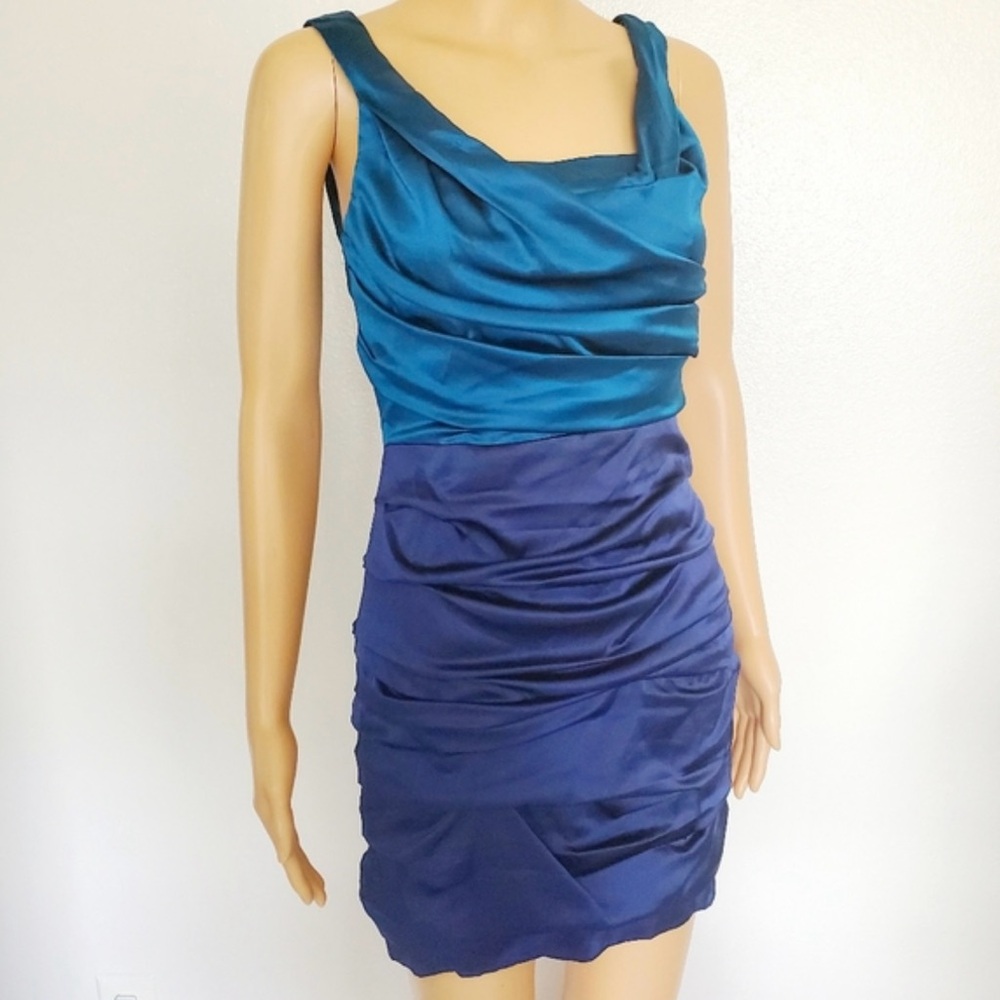 Express Blue Ruched Mini Dress